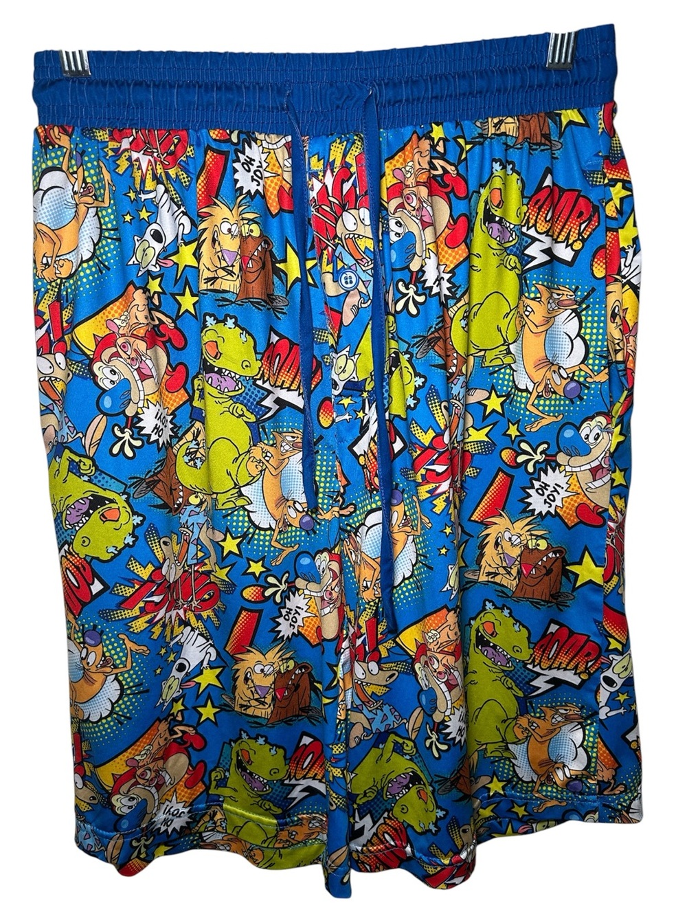 Nickelodeon Bright Blue Cartoon-Print Men’s Pajama Lounge Shorts 90s Rugrats